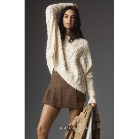 Anthropologie Sweaters - Anthropologie Maeve Oversized Cable Sweater Size XL Preppy Fisherman Academia
